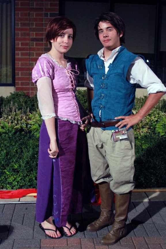 Rylee Christen (left) and Jace Waller (right) cosplaying as Rapunzel and Flynn Rider from Tangled at Anime Iowa in Iowa City. Anime Iowa took place at the Iowa City Marriott on July 27-29. 