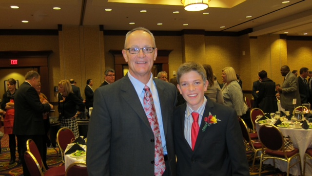 Harrison Kruse and Clay Guthmiller at the AFP banquet. Kruse was awarded the 2012 Outstanding Youth in Philanthropy title. 