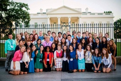 The Free Spirit Scholars pose in front of the White House at the Free Spirit Conference of 2013.