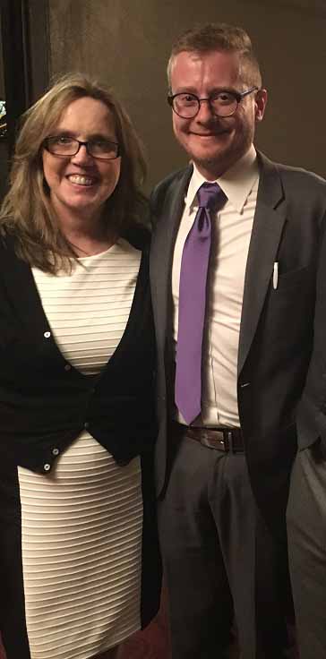 Joshua Merritt stands with Christine Leinonen at the Iowa Safe Schools Spirit Awards of 2016. Leinonen is the mother of Pulse Nightclub victim Christopher (Drew) Leinonen.