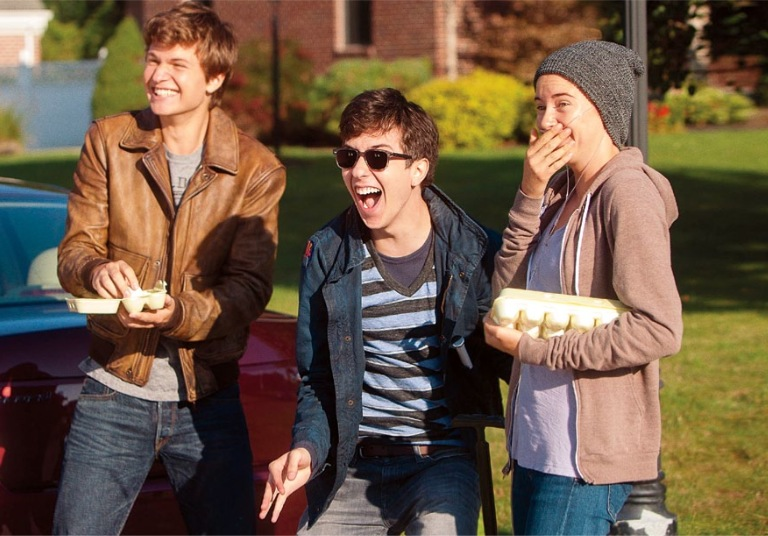 Augustus, Isaac, and Hazel react to Isaac successfully hitting his ex-girlfriends car with an egg, which is specifically hard for a blind man.