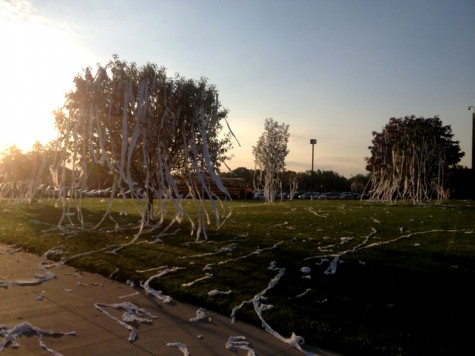 Students TPed the high school and middle school on the night of Thursday, Sept. 26. TP was on the football field as well, and the marching band had to clean it in the morning.
