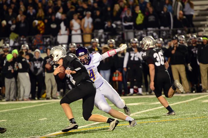 Senior Regen Siems pursues an Ankeny player for a tackle. 