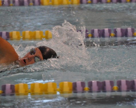 Shayla Warrick races in the 100 freestyle, and finishes second during the Marshalltown meet. Warrick will be racing at state Nov. 8 in the 100 freestyle, 200 freestyle relay and 400 freestyle relay.