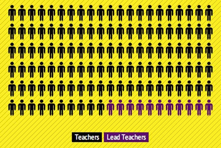 There are eight lead teachers in the building, and the rest of the teachers are not.
