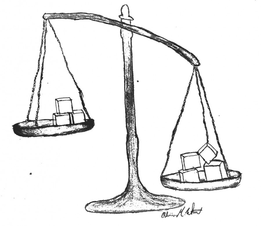 The+drawing+above+symbolizes+how+students+and+staff+are+balancing+academics+and+holidays+as+finals+come+closer%2C+and+academics+are+being+placed+above+holidays+and+family+time.+