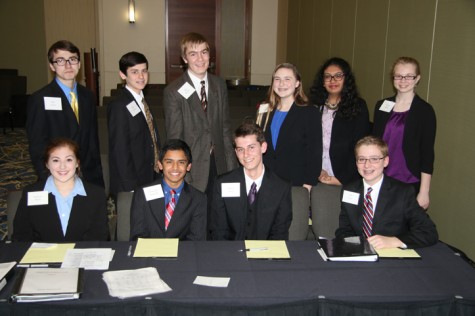 Team Litig8 is an all freshman team who made it to the state competition. It is made up of freshmen Will Gavin, Mark Nagel, Sean Reddick, Anika Schmitt, Harshini Abbaraju, Hailey Abbey, Kathryn Ikeda, Prakhyath Bujimalla, Andrew Janni and Jack Lucas. Four other teams made it to the state competition March 24-26.