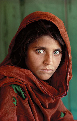 "Afghan Girl" by Steve McCurry from Wikipedia, originally by National Geographic