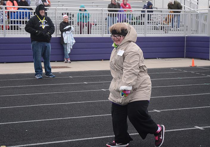 Senior Erin Gardner competes in the 50 meter dash and finishes strong. The Special Olympics were held April 5 at Indianola High School.  