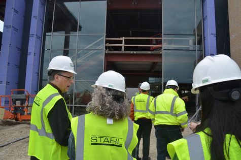 Entering the entrance of the new high school the tour group was explained the rules before being allowed in. The new high school will be open the start of the 2017-2018 school year.