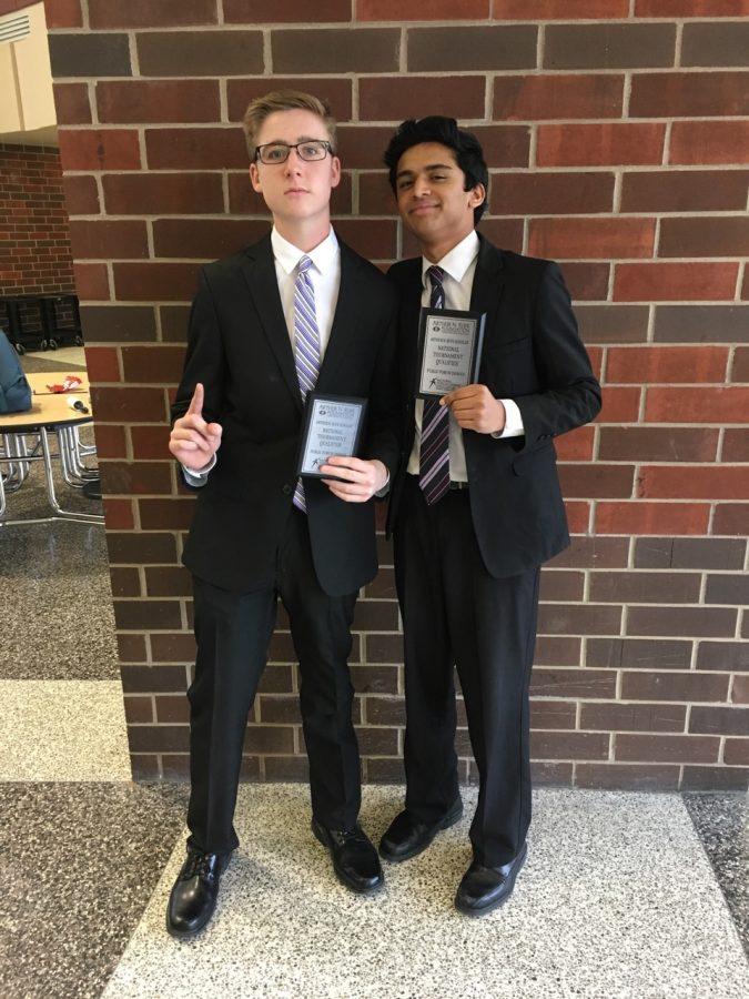 Debate students Jack Lucas 18 and Prakhyath Bujimalla 18 qualified for speech and debate nationals.