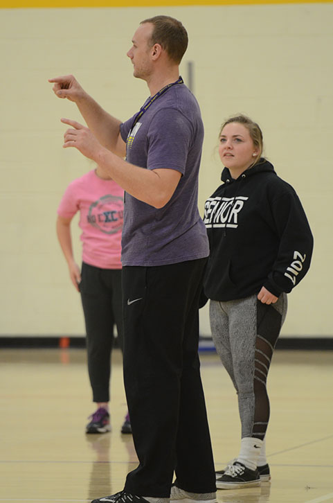 Dan Mennen teaches a Track 2 P.E. class. Along with coaching and teaching at JHS, Mennen also teaches P.E. at the Johnston-based Youth Homes Of Mid America.