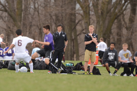 Mead watches a varsity boys' soccer game against Des Moines Lincoln in 2015.