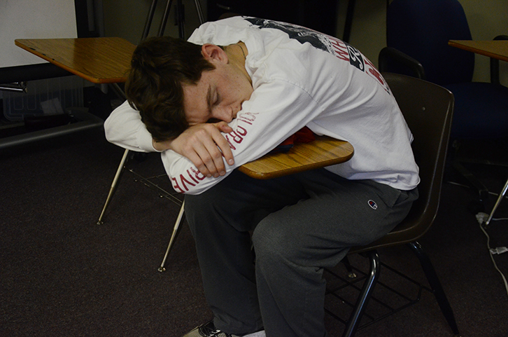 Justin Gard sleeps through individual work time during class. This is a common occurence in most classes throughout the day.
