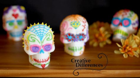Shown here are some examples of how you can decorate your sugar skulls. Bright, vivid colors are commonly used as well as symbols like flowers, jewels, and spiderwebs.