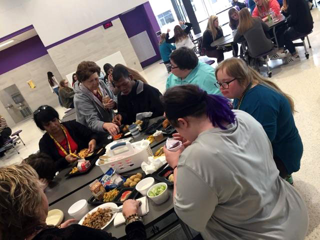 Special education students eat lunch in the commons. The change from eating in the special ed room was made this school year.