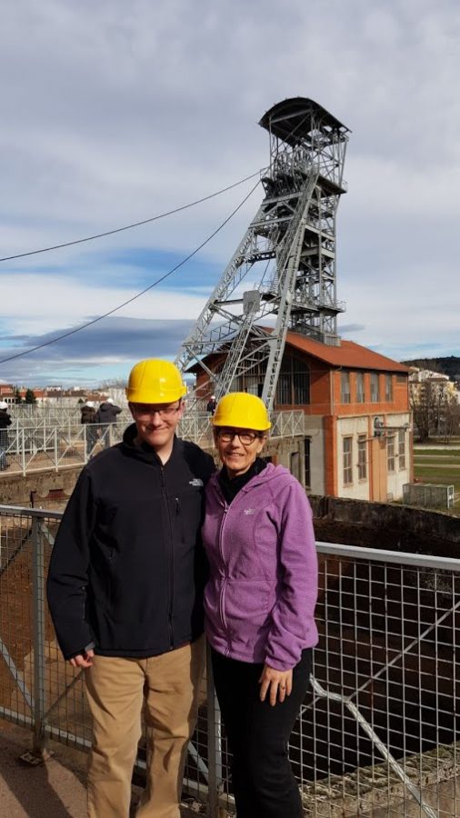 John Leimer standing with his host mom, Véronique Szikora, at the coal mine tour. “I would say just interacting with the French Family, that was my favorite part because your not in a tourist area where people just switch to English,” Leimer said. “Just having that experience of communication in a foreign language is something I value.”