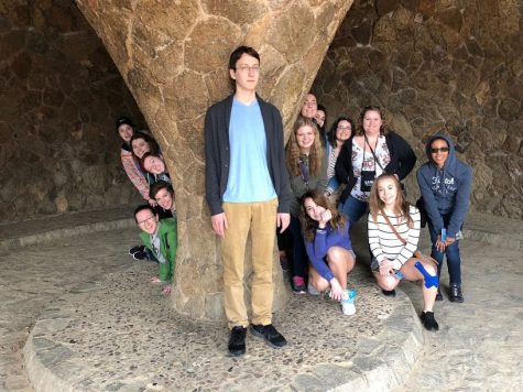 Jake Atterberg ‘19 stands in front of a column in Park Güell, while the rest of the group stands around him. “ I felt like me being with only girls on the trip wasn’t bad at all, however I was used as the butt of a large number of jokes because I was the only guy,” Atterberg said.