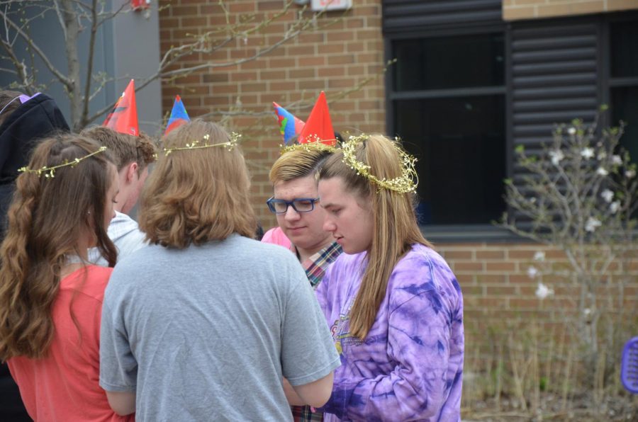 Biology students get with their sister chromosomes to trade alleles. Students in Horschs biology classes went through the different stages of meiosis on May 2.