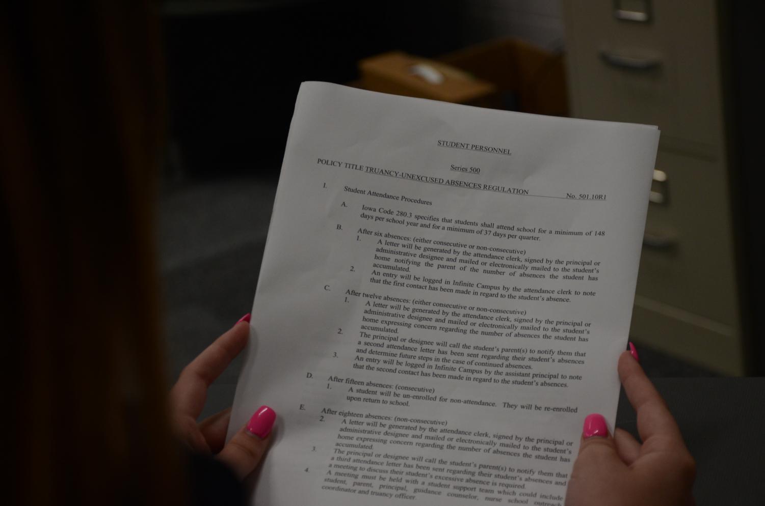 The school board adopted a new attendance policy in 2016. The major changes that were made revolved around what is counted as an excused absence and what is not.