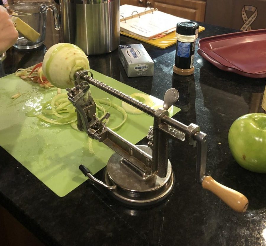 It took lot of blood, sweat, and tears, but the apple peeler was finally put to good use.