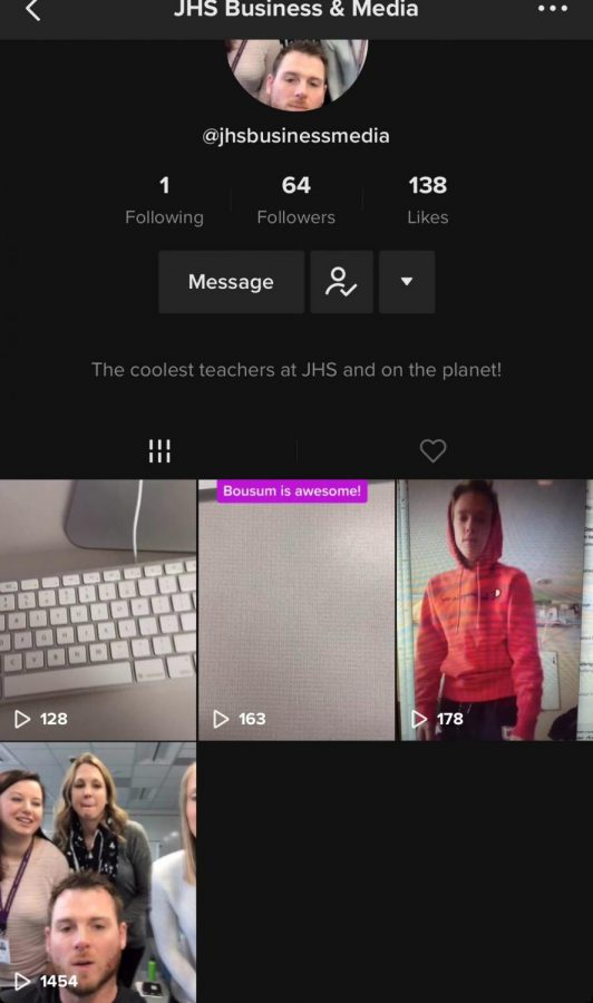 A screenshot of the TikTok account for the business and media teachers. Their most viewed video has over 1000 views. 