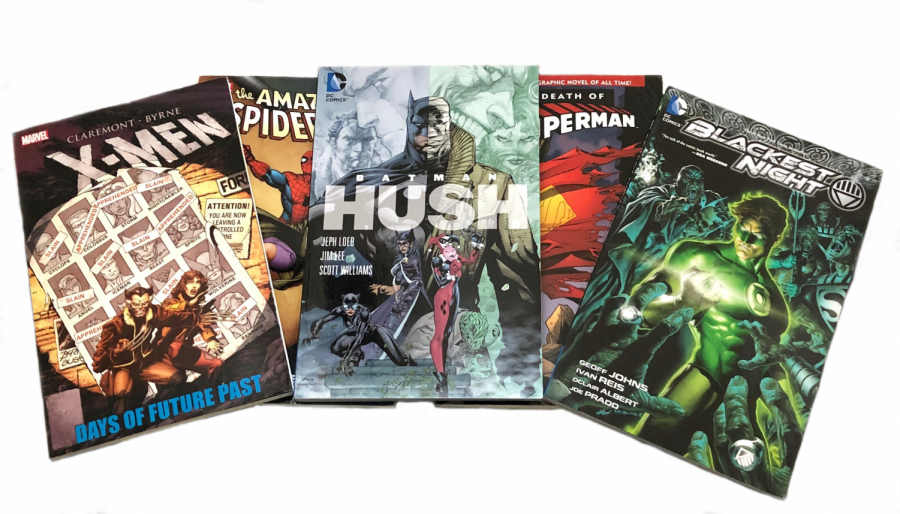 There are a variety of comic books for fans to read.