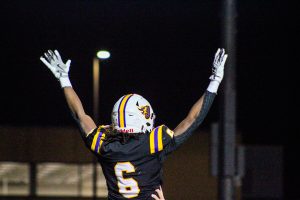 Sophomore RB Emri Jones celebrates following a touchdown 